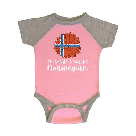 

Inktastic I m So Cute I Must be Norwegian Sunflower Norway Flag Gift Baby Boy or Baby Girl Bodysuit