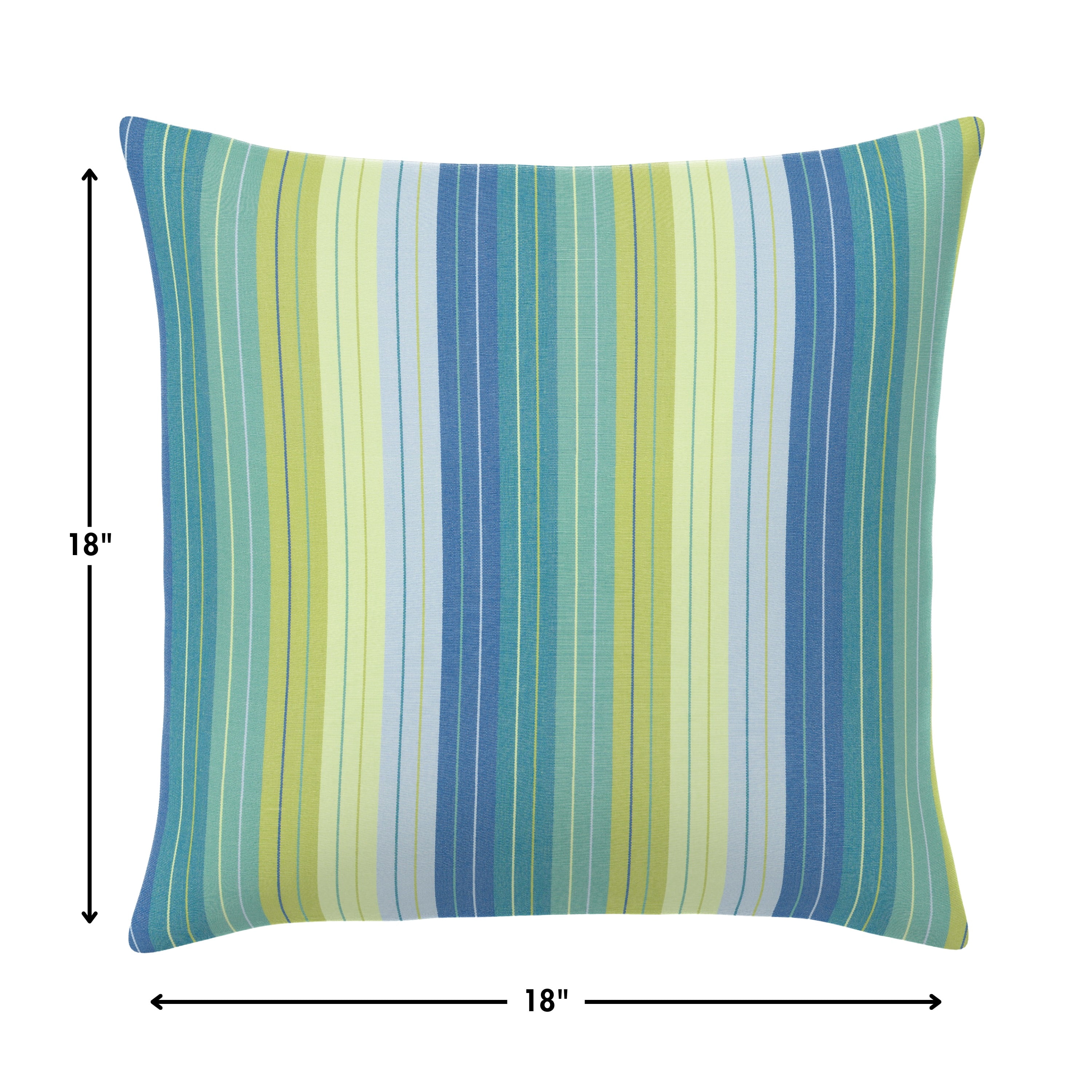 Casual Cushion Outdoor Throw Pillow, Striped Sunbrella Fade-Resistant for Patio Furniture, Adirondacks & Porch Swings, 18"W x 18"L, 6" thick, Reversible, Seville Seaside