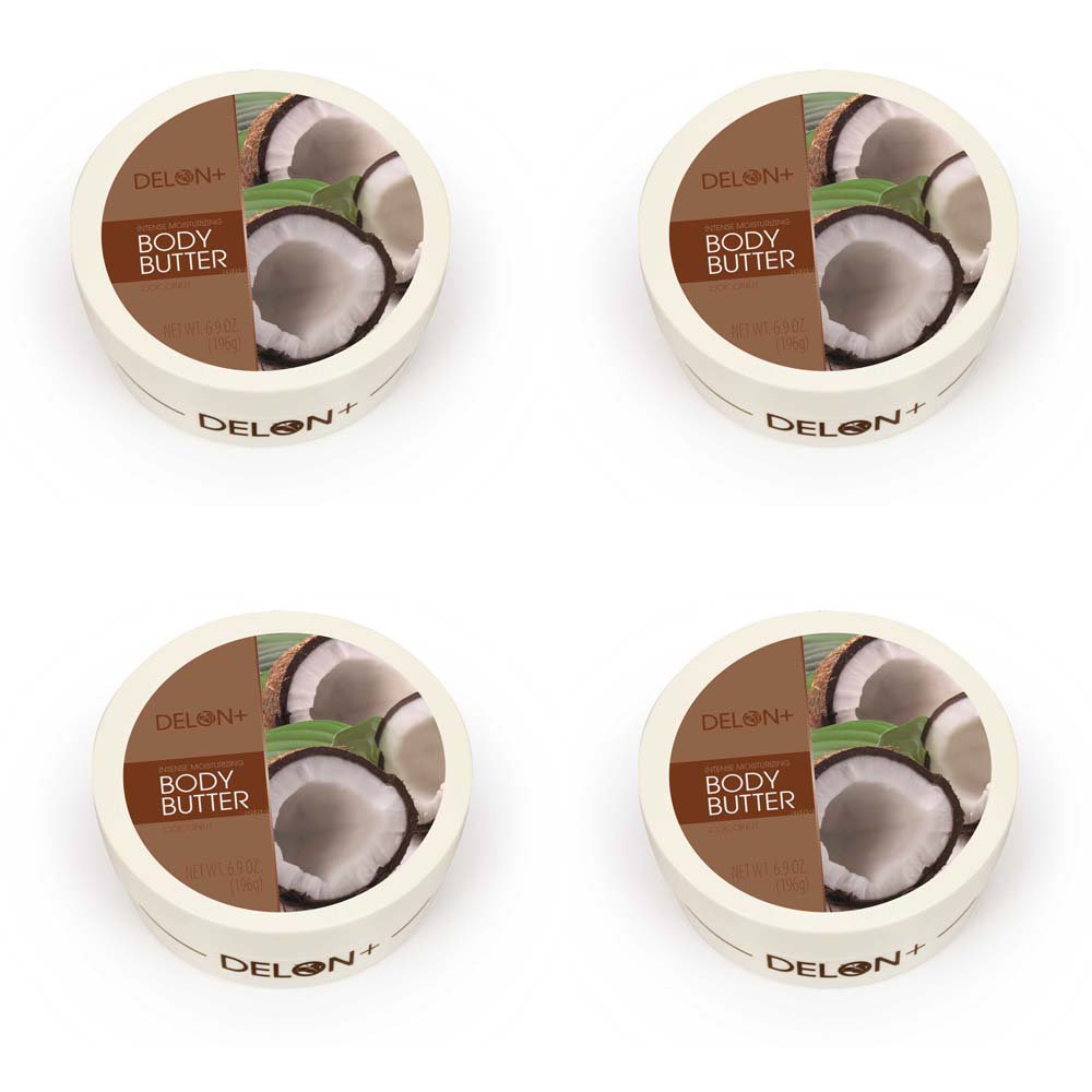 Delon+ Intense Moisturizing Coconut Body Butter (4pack of 6.9oz Jars
