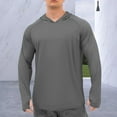 thumbnail image 3 of Mdesiwst Men Hooded Long Sleeve Sunscreen Tops Solid Color Thumbhole Design Slim Fit Ice Silk Sunscreen T-shirt, 3 of 7