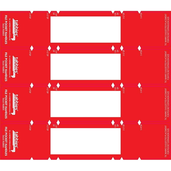 Tabbies 9-5/8 x 2 Pouces Poignées de Poche de Fichier, Rouge/blanc, 48 par Pack (TAB68805)
