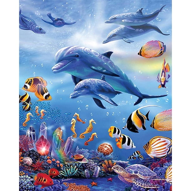 Cuadros Decorativos Kit de pintura de diamantes 5D DIY Dolphin Square Diamond Mosaic Picture Art Sywqhk Nuevos Originales