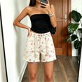 thumbnail image 5 of Women’s High Waisted Polka Dot Denim Shorts with Rope Drawstring, Frayed Hem Jean Shorts with Pockets, 5 of 8