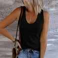 thumbnail image 2 of Womens Tank Tops Dressy Casual, Women's Ribbed Knit Tank Tops, Slim Fitting Round Neck Sleeveless Knit Basic Cami Shirts Sleeveless T-Shirts 0 Black 3XL, 2 of 7