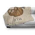 thumbnail image 3 of Funny Sloth Soft Flannel Fleece Throw Blanket, Lazy Animal Smiling Hearts and Leaves Branches, Cozy Plush for Indoor and Outdoor Use, 50" x 70", Champagne Persian Orange, by Ambesonne, 3 of 6