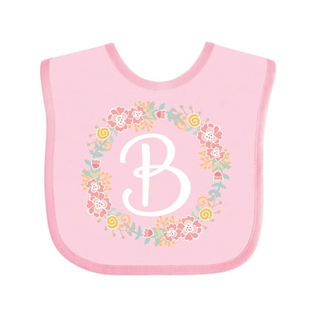 

Inktastic B Monogram Alphabet Letter Rose Floral Wreath Gift Baby Girl Bib