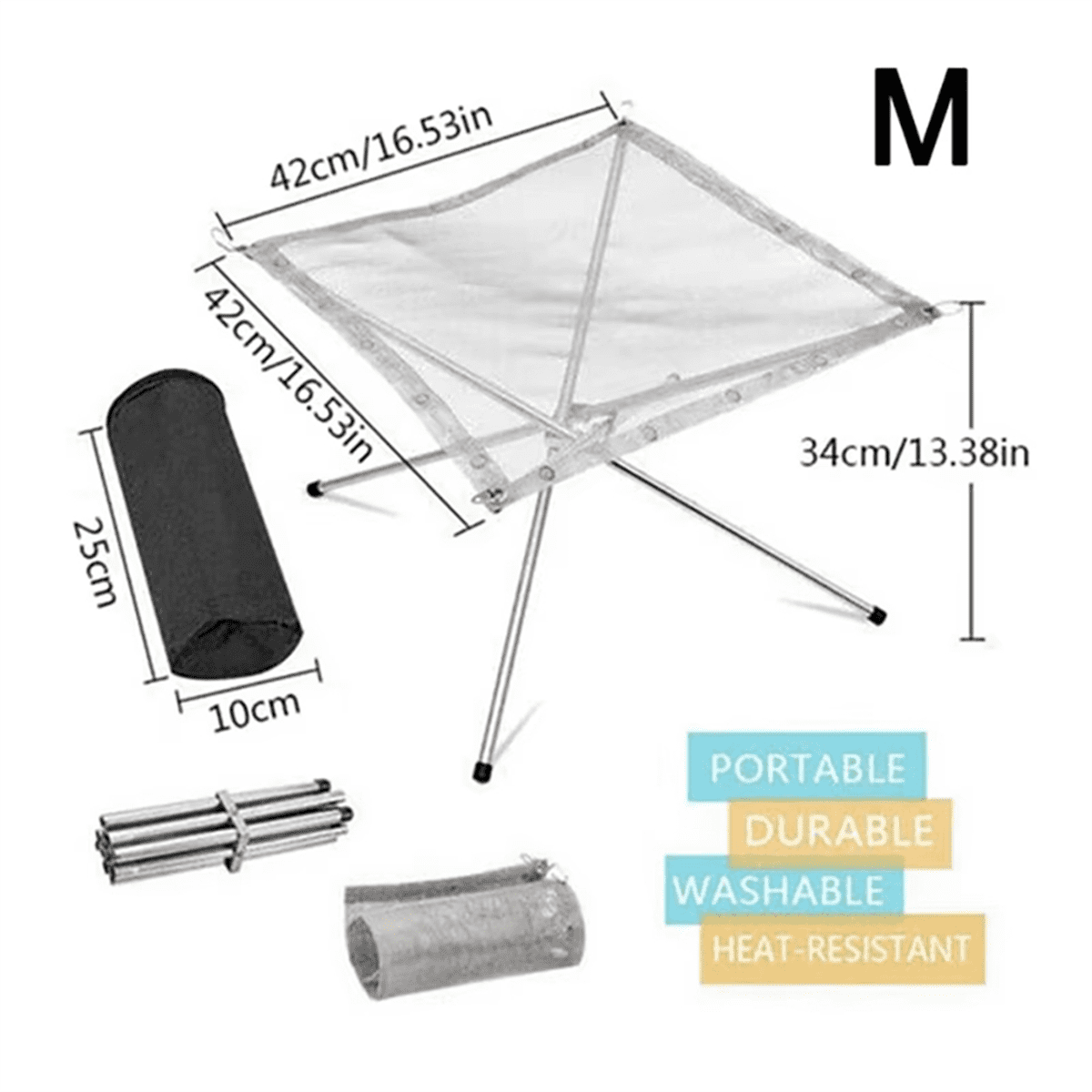 Portable Bonfire Campfire Fire Pit Collapsing Stainless Steel Mesh Fireplace Foldable Camping Fire Pit Camping Gear