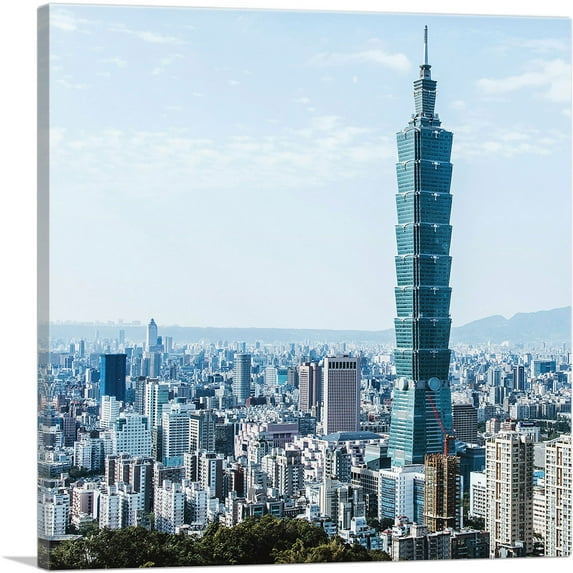 ARTCANVAS Taipei Taiwan Skyline Square Canvas Art Print - Size: 36" x 36" (0.75" Deep)