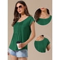 thumbnail image 2 of DARING DIVA Women's Cap Sleeve Pleated Round Neck Flowy Casual Blouses XL Dark Green, 2 of 6