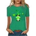 thumbnail image 2 of Puntoco Mujer Casual Cuello Redondo St. Patrick'S Day Impreso Camiseta Suelta Manga Corta Tops Blusa Puntoco Puntoco-1347, 2 of 5