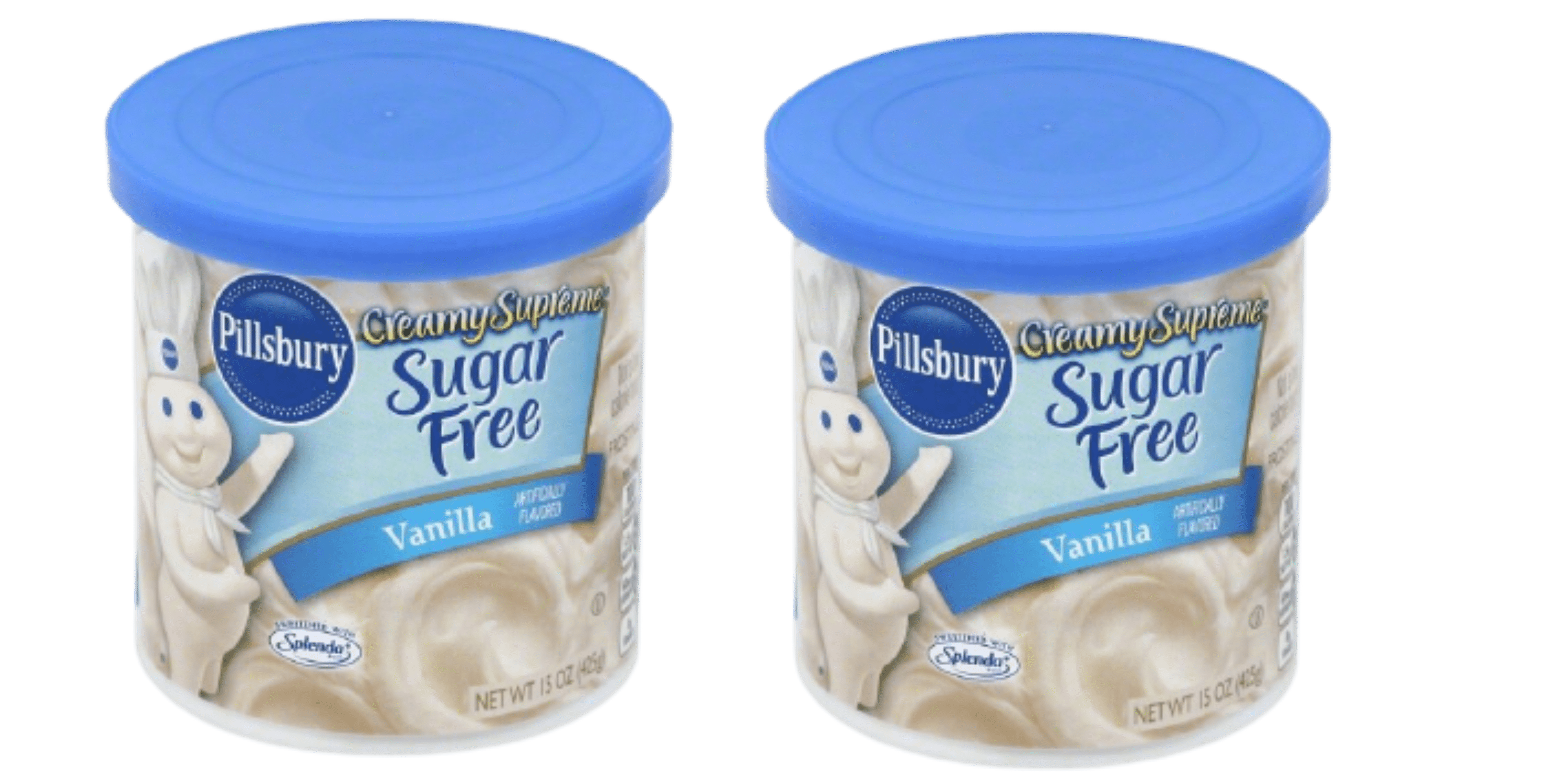 Pillsbury Creamy Supreme Sugar Free Vanilla Frosting Bundle, Sweetened with Splenda, Gluten Free,  2- 15 Oz  Tubs (2 Items)