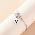 thumbnail image 4 of Women's Silver Bracelet Stainless Steel Link Chain Fashion Jewelry Heart Charm and OT Buckle Clasp Bracelet for Girls, 4 of 5