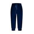 thumbnail image 4 of Tnhcen Women's Velour Capri Pants with Drawstring Waist and Pockets Soft Lounge Pants Loose Fit Cropped Athletic Pull-On Joggers, 4 of 6