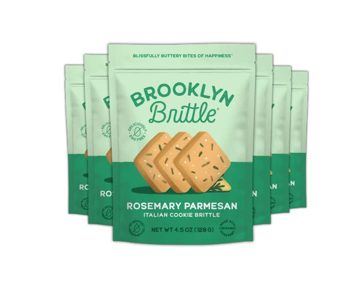 BROOKLYN BRITTLE Rosemary Parmesan Italian Cookie Brittle, 4.5 oz bag, Pack of 6