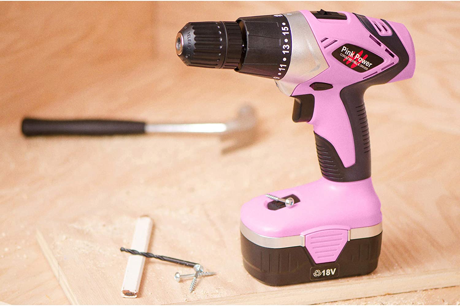 Pink Power Cordless Drill Set for Women - 18V Electric Drill Driver with Tool Case, Batteries, Charger & Drill Bit Set - image 3 of 6