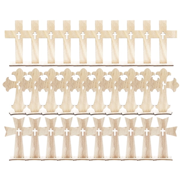 30 piezas de cruz de madera para el hogar, artesanía, cruz de mesa, adorno decorativo para iglesia