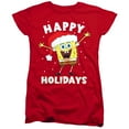 thumbnail image 3 of SpongeBob Happy Holidays Christmas Women's T Shirt, Red, 2X-Large, 3 of 5