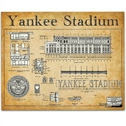 Yankee Stadium Blueprints Art Print - 11x14 Unframed Art Print - Great Sports Bar Decor and Gift for Baseball Fans