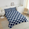 thumbnail image 4 of Erosebridal Navy Plaid Bedding Queen Comforter Set, Cartoon Bow Tie Bedding Queen Comforter Set, Geometric Checkered Bedroom Decor, Reversible 3 Pieces, 4 of 8