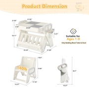 Funjoypals 4 IN 1 Foldable Drawing Board & Block Table with Chair for Kids Age 3-12