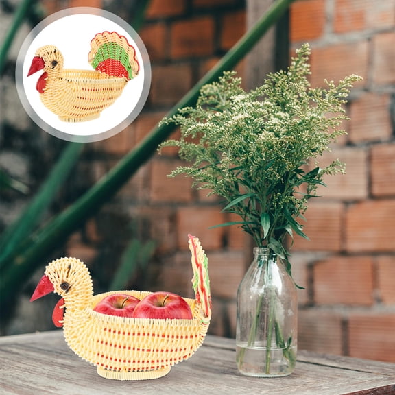 Moluckfu Fruit Storage Basket Assorted Color Sturdy Bamboo Wood for Home Use