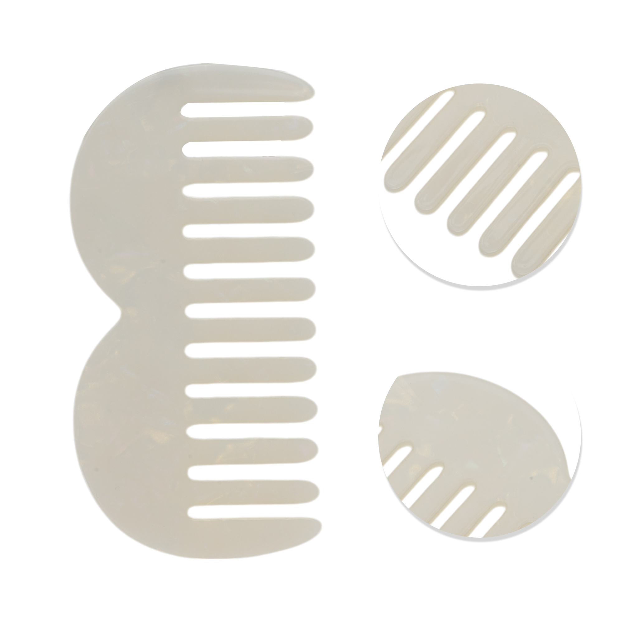 Unique Bargains 1 Pc M Shaped Marble Wide Tooth Comb for Making hair Smooth Colorful White