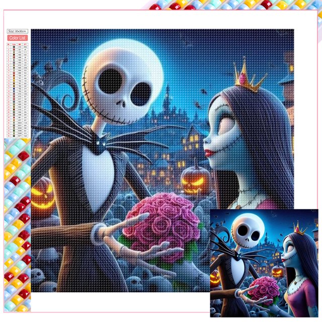 5D DIY Con Cuentas Cuadradas Completa Jack Y Sally Del Arte 35x35cm