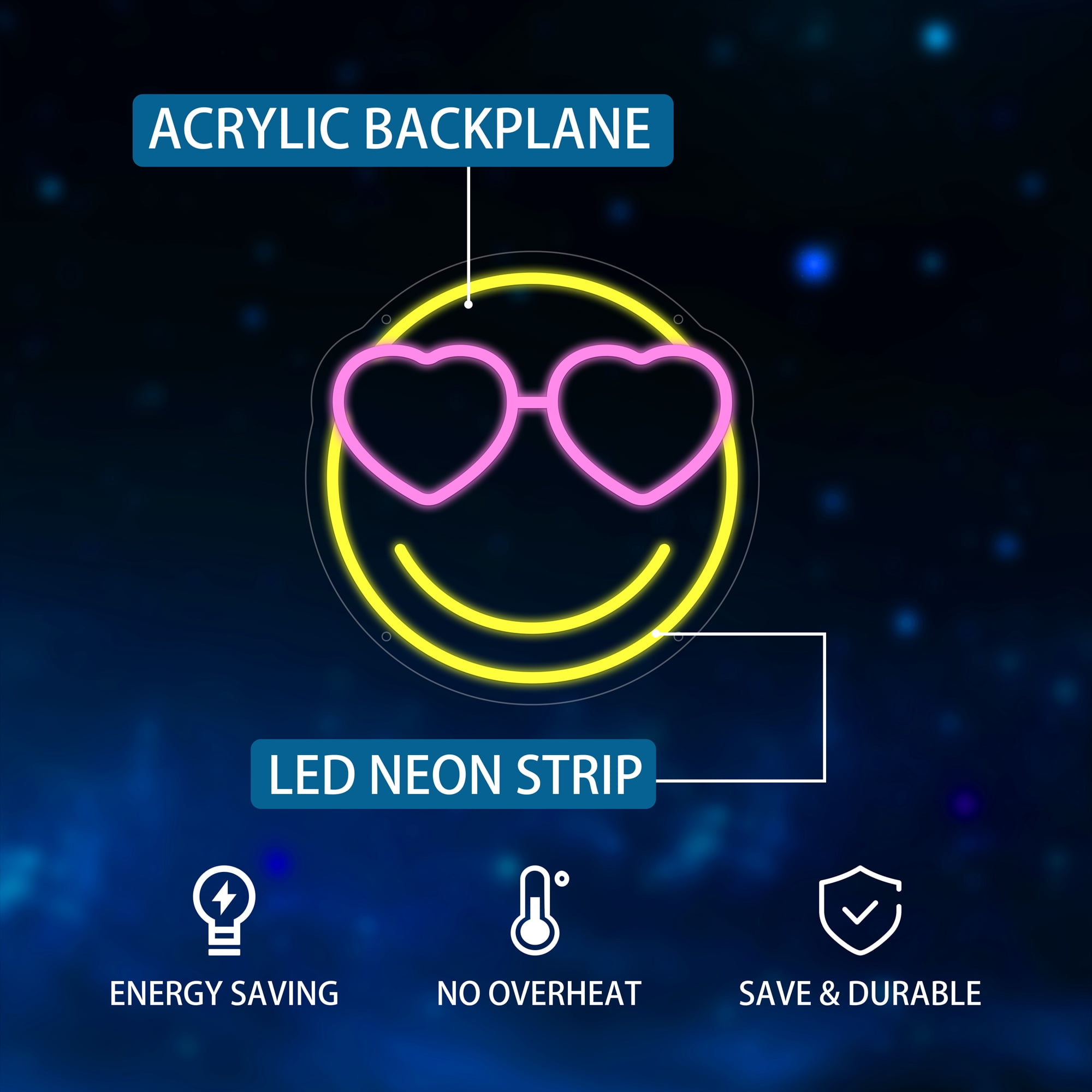 Smile Face Neon Sign, Funny Smile Face Led Neon Signs for Wall Decor, Dimmable Neon Light for Bedroom, Game Room, Kids Room, Bar Decoration, USB Light Up Signs for Wedding Birthday Party