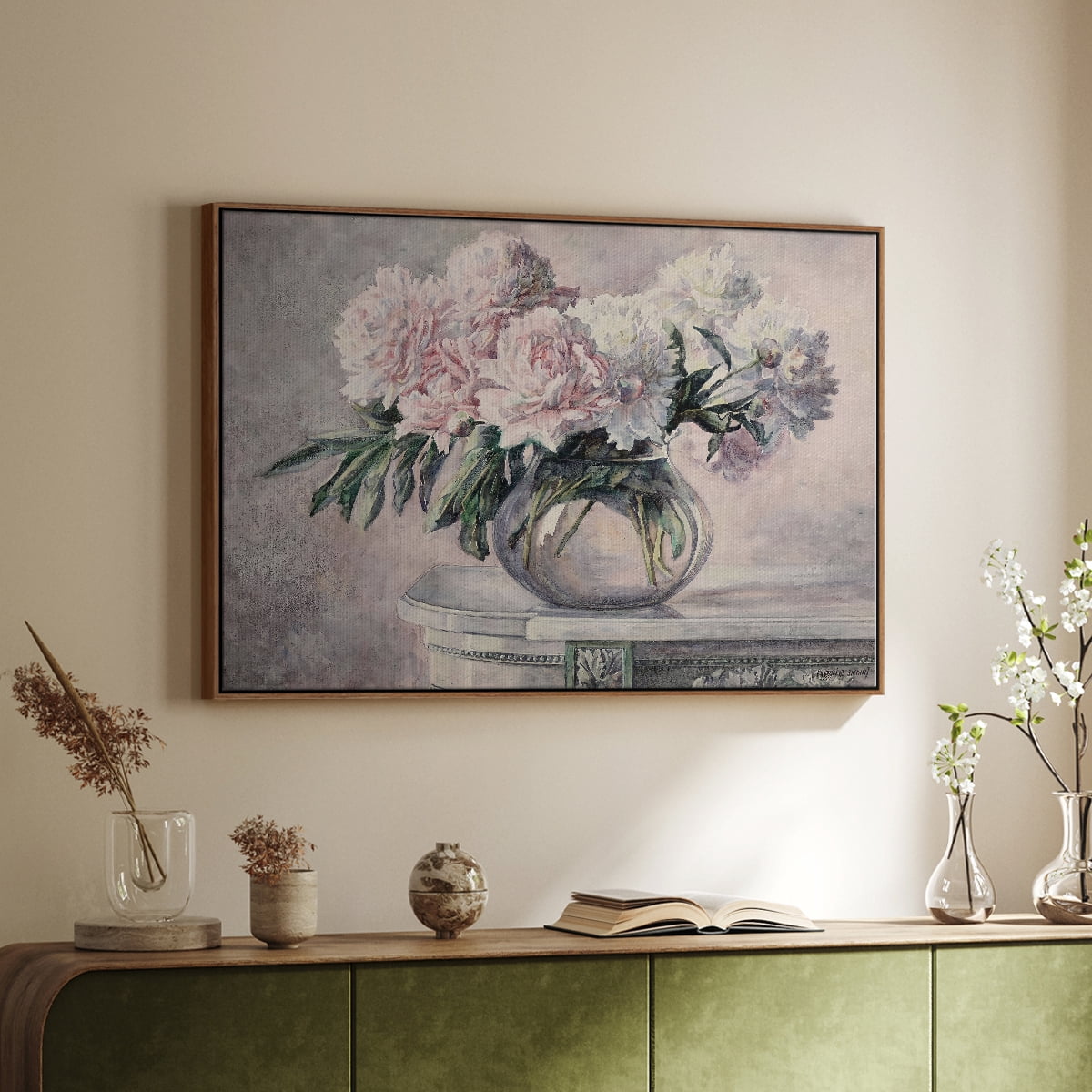 Vintage Botanical Print-LIX By Wexford Home Framed in Walnut Wood Gallery Wrapped Canvas 25 in. x 37 in.