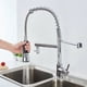 thumbnail image 1 of Grifo de cocina de una sola palanca con caño giratorio flexible Grifo de fregadero retráctil de doble caño Caño alto hecho de latón duradero, 1 of 5
