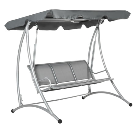 3-Person Outdoor Swing Chair Bench - Grey Patio Swing w/ Stand & Canopy