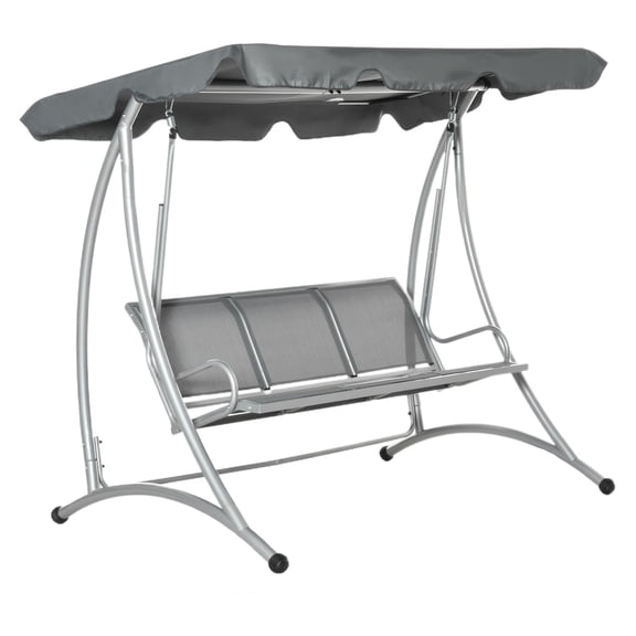 3-Person Outdoor Swing Chair Bench - Grey Patio Swing w/ Stand & Canopy