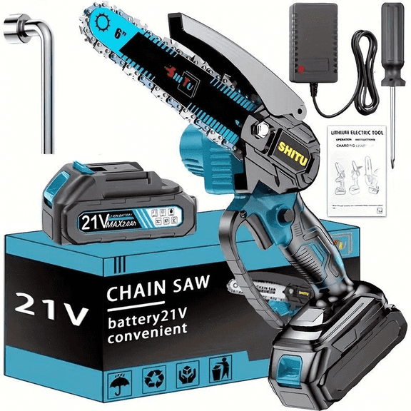 Mini cordless electric saw, lightweight and portable handheld electric branch saw, equipped with splash guard and safety lock, optional rechargeable battery, suitable for quick trimming in yards