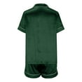 thumbnail image 2 of S LUKKC LUKKC Silk Satin Pajamas Set for Womens Pjs Set Short Sleeve wear Two-Piece Sleepwear Lapel Sleepwear Nightwear Soft Button Down Classic Soft Pajamas Household Sets, 2 of 7