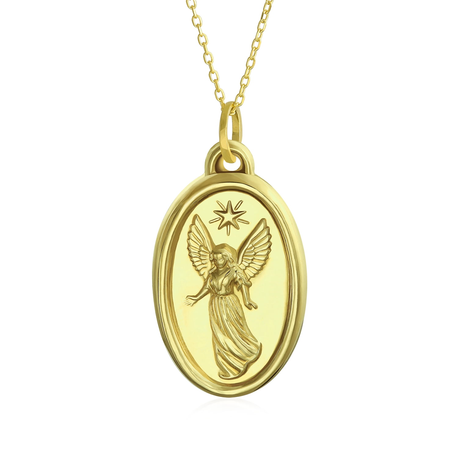 Bling Jewelry - 14K Yellow Real Gold Religious Medal Guardian Angel