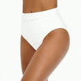 thumbnail image 5 of Kedxroy Women's Vintage Super High Waisted Bikini Bottom Shirred Tankini Briefs Tummy Control Swimsuits Bottoms(White,S), 5 of 9