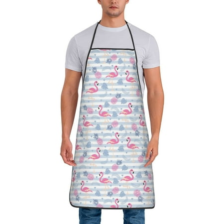 

Zeuib Flamingo and Pineapple Print Unisex Waterproof Aprons Cooking Aprons for Kitchen Gardening and Salon Water & Oil Resistant