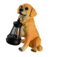 thumbnail image 4 of Estatua de resina para jardín con luz solar, encantadora escultura impermeable multiusos de golden retriever para porche, balcón, realista., 4 of 8