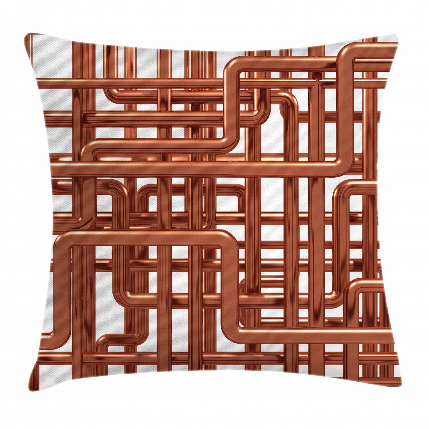 Copper Decor Throw Pillow Cushion Cover, Knot of Copper Pipes Complex