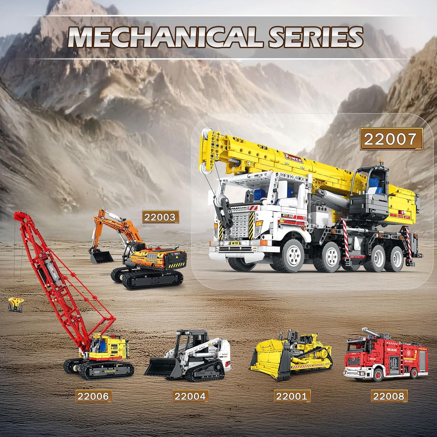 Crane Building Block Set 22007, Remote Control Crane Toy with Multiple Function Switching, Mechanical Construction Truck Model Building Kit, Gift for Adult 14+, 2023 Pieces