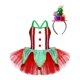 thumbnail image 3 of Disfraz de elfo navideño de Papá Noel para niña, disfraz de fiesta con lentejuelas delanteras, bolas de felpa, tutú con volantes, vestido de malla con diadema para el pelo, 3 of 5