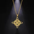 thumbnail image 3 of Witchcraft Witches Knot Necklace 14K Yellow Gold Triquetra Celtics Magic Knot Wicca Golden Silver Color Neck Chains Amulet Jewelry for Women, 3 of 8