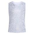 thumbnail image 3 of Haitryli Girls Kids Sleeveless Metallic Leopard Tank Tops Athletic Training Sports Vest Hip Hop Dance Outfits Silver 130-140, 3 of 7