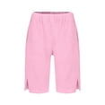 thumbnail image 4 of Basketball Shorts Girls 8-10 Girls Cotton Linen Casual Shorts Drawstring Pull On Short Comfy Elastic High Waist Loose Shorts Lounge Summer Clothes for Girls S-3XL, 4 of 4