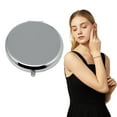 thumbnail image 1 of Pocket Makeup Small Portable Small Round Makeup Hand Metal Cosmetics 1 Compact Makeup,Silver Makeup Magnifying Glass, 1 of 9