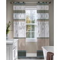 thumbnail image 4 of Brown Geometric Sheer Curtains 84 Inch Length 2 Panels Set for Living Room/Bedroom, Stripes Boho Spring Flowers Pastoral Country Kitchen Curtains Grommet Curtains Window Treatments 52"x84"x2, 4 of 7