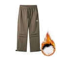 thumbnail image 5 of Men's Fleece Lined Parachute Hiking Pants Outdoor Windproof Waterproof Outdoor Cargo Pants Casual Work Ski Pants with Muti Pockets Size 3XL Khaki, 5 of 7
