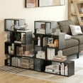 thumbnail image 2 of Giantex S-Shaped Bookshelf, Geometric Bookcase w/Open Shelves, Wood Standing Shelf, Black, 2 of 8