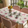 thumbnail image 3 of Valentine's Day Table Cloths for 3 Foot Rectangle Tables, Spring Roses Romantic Pink Bows Vintage Patio Waterproof Elastic Fitted Tablecloths, Washable Rectangular Table Cover for Camping, 3 of 8