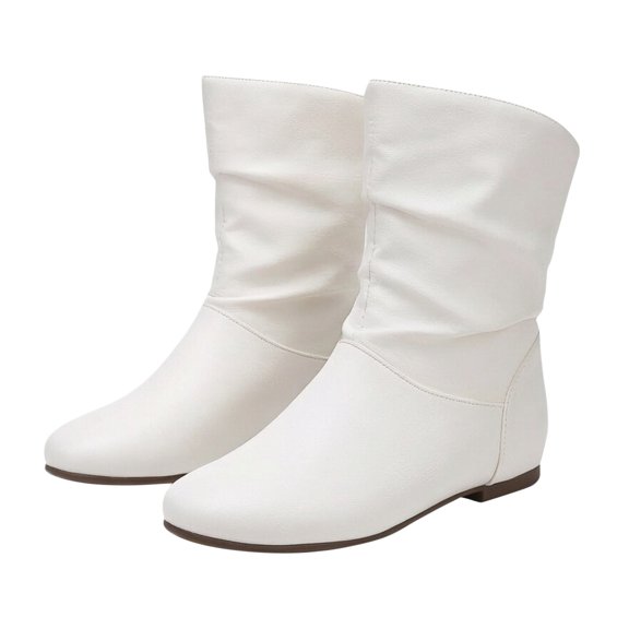 NOKIO Flat Bπππ‘π for Women Comfortable Sπ
ip On Bπππ‘π Fall Winter Fashion Round Toe Booties Casual Pull On Shoes Lightweight Mid Calf Booties for Casual Daily Walking